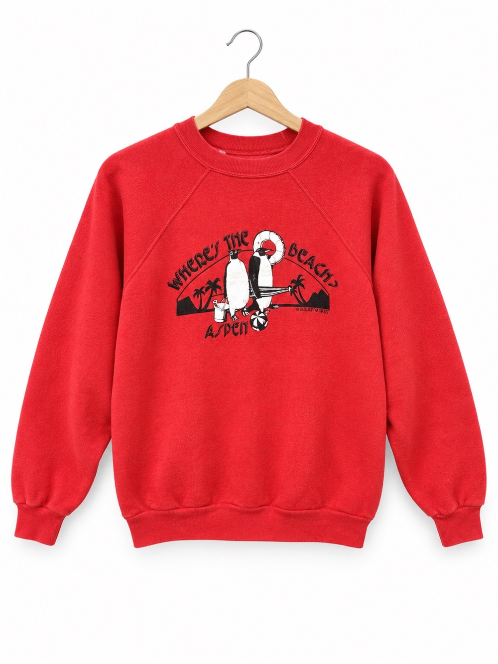 VTG 80s Aspen Colorado Ski Resort Sweatshirt L Red Graphic Retro Beach made USA